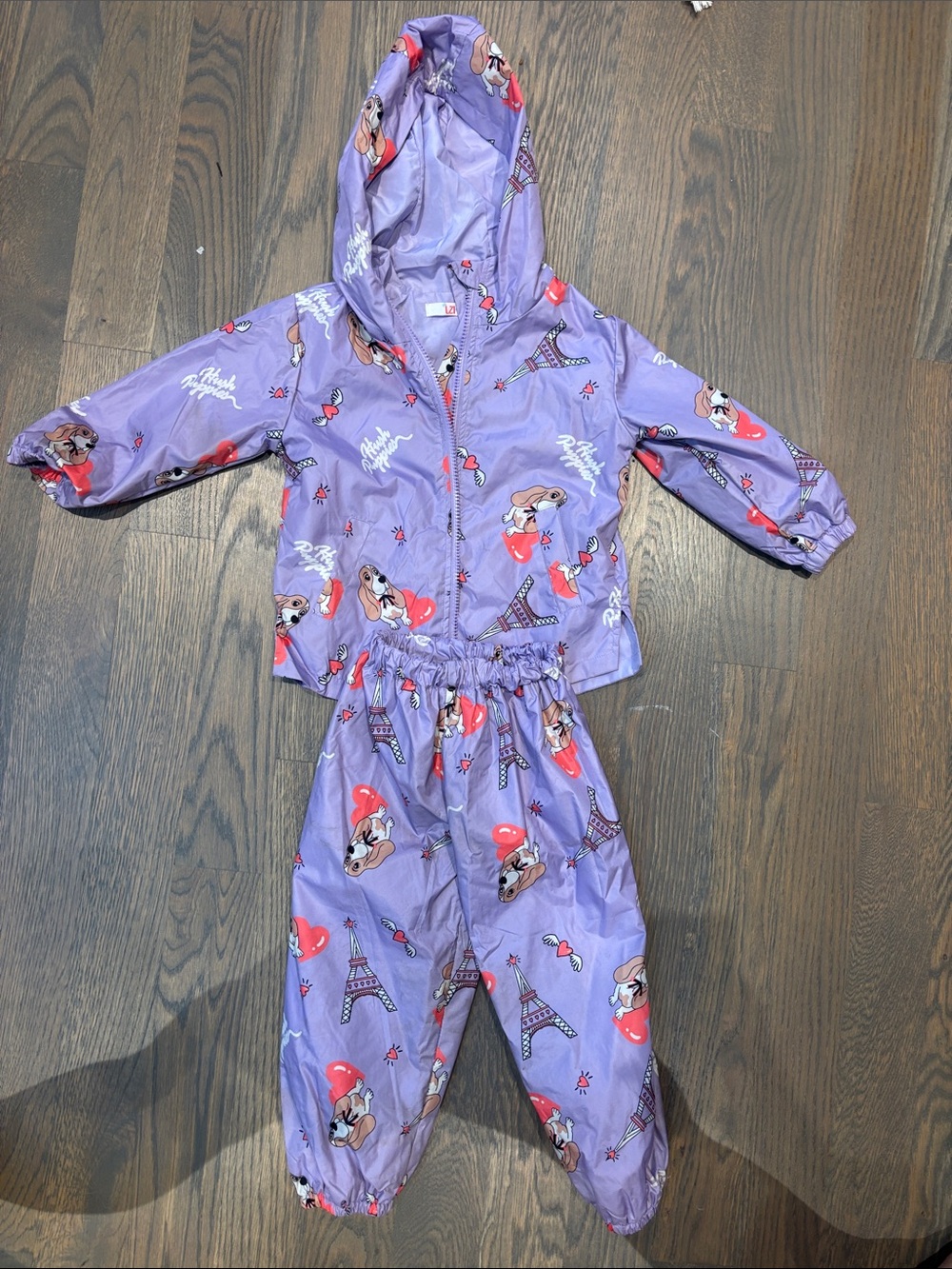 Kids Purple Hooded Rain Set